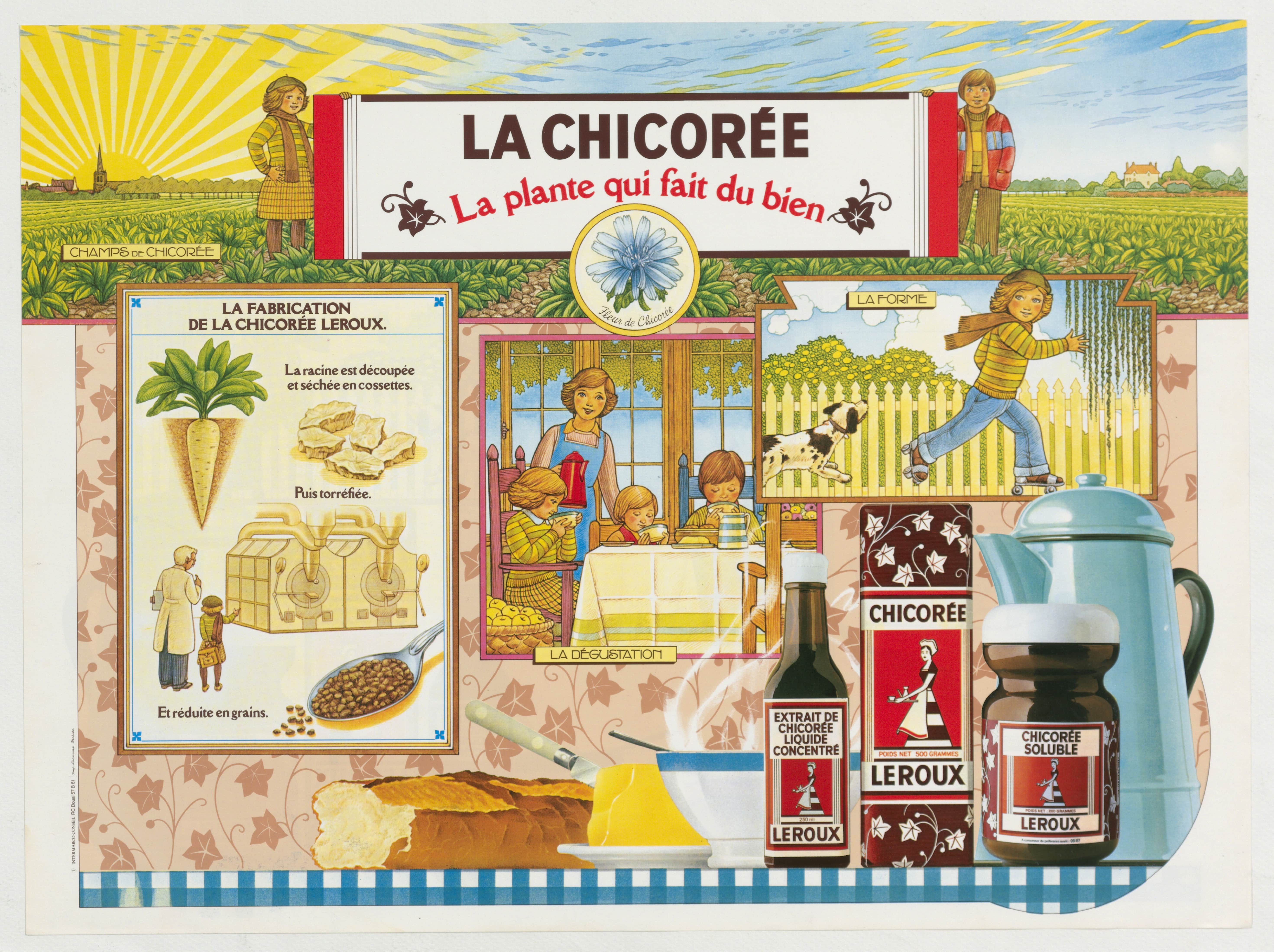 Affiche présentant la gamme des produits Leroux