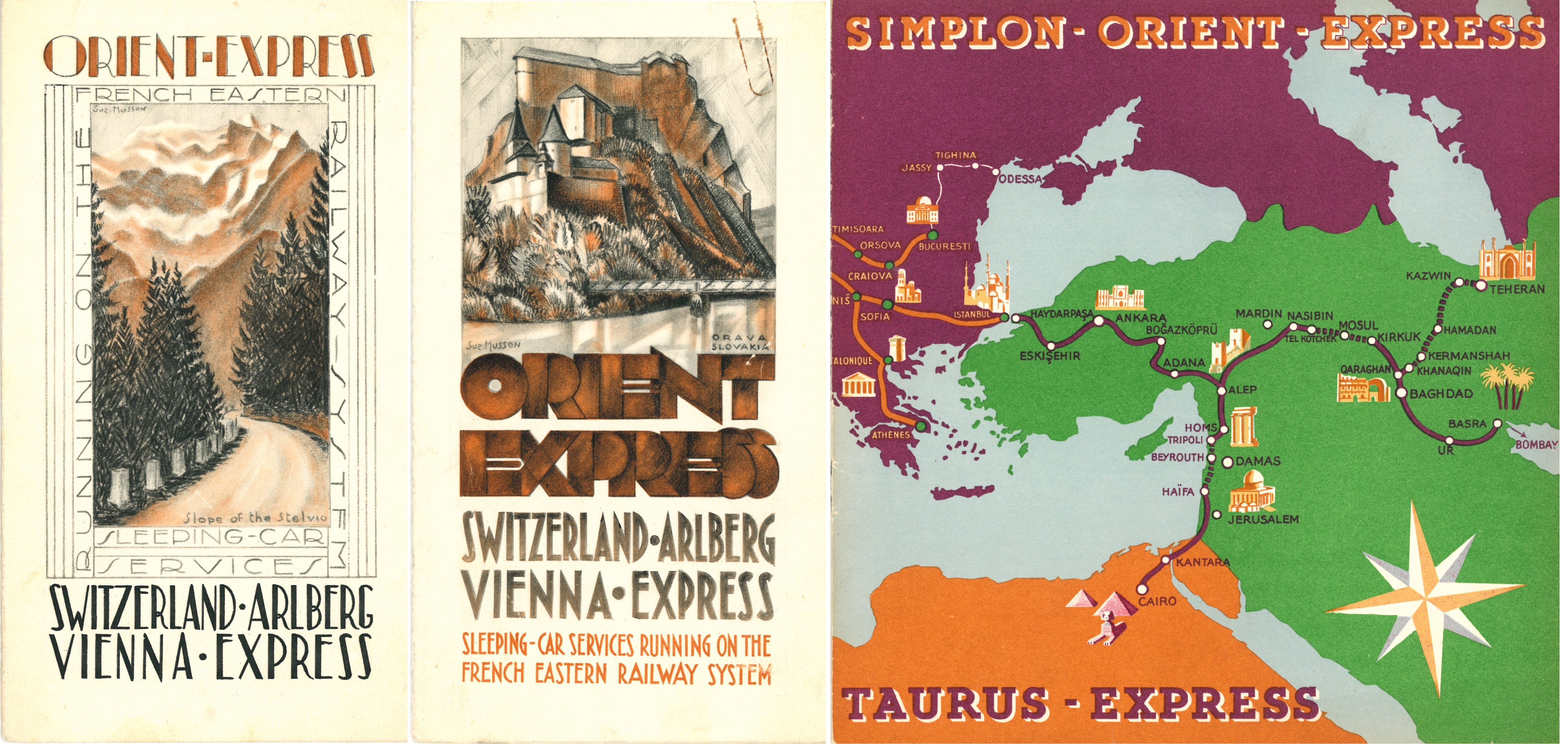 Plaquette publicitaire de la ligne Orient-Express, sans date.  ANMT, Compagnie internationale des wagons-lits et des grands express européens et du tourisme (CIWLT), 2022 9 1763.