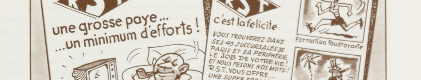 Annonces satiriques présentées dans la brochure "Le NORMATT face aux abus" ANMT 98 AS 478.