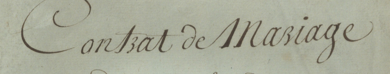 ANMT 5 AQ 1, Pochard. Détail de la pochette du dossier contenant le contrat de mariage entre Augustin Pochard et Elisabeth Geneviève Magimel en 1788
