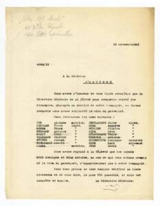 Lettre de la Direction générale à Bruxelles à la Division d’Ostende, 30 novembre 1921.