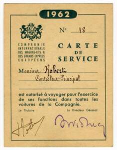 Carte de service d’un contrôleur principal, 1962.