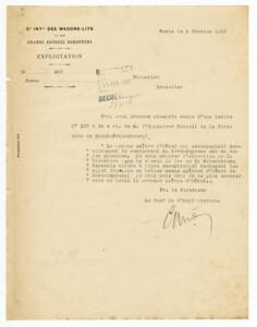 Lettre du chef de l’exploitation à la direction de Bruxelles, 9 février 1897.