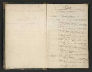 Compagnie de Saint-Étienne à la Loire: première page du registre des procès verbaux du conseil d’administration, 1821-1834.