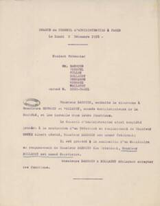 Séance du conseil d’administration à Paris, 2 décembre 1918.