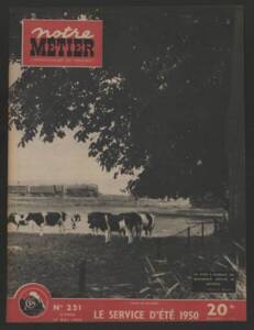 Couverture de magazine illustrée par un groupe de vaches (au premier plan) regardant passer un train.