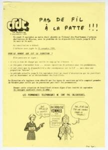 Tract de la section CFDT La Redoute « Pas de fil à la patte !!! », 1988.