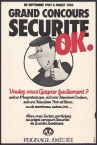 Concours de réalisation d’affiches de sécurité lancé par le Peignage Amédée (Roubaix, Nord) : affiche, 1985.