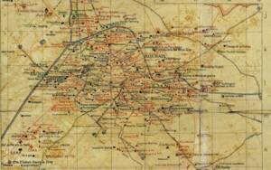 Carte de Roubaix représentant les implantations d’usines en 1927 in Roubaix-Tourcoing et les villes lainières d’Europe, presses universitaires du Septentrion, 2005.