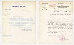 Courriers adressés par la préfecture du département du Nord et le maire d’El Oudja (Algérie) au sujet d’un certain Bezaz Ali, parti pour la France en 1951. Documents dactylographiés, 1960. ANMT 1994 38 4. Fonds de l’association d’aide aux travailleurs migrants de la région lilloise (ADATERéLi).