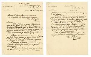 Candidature de E. Leon, Anglais, à un poste au siège parisien de la Société commerciale et industrielle de Naphte Caspienne et de la Mer Noire, correspondance, 1903.