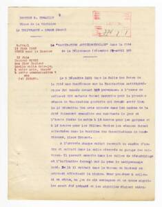 Compte-rendu sur les campagnes de vaccination contre la diphtérie organisée par la Compagnie du chemin de fer du Nord dans la Cité de la Délivrance de Lomme, 1930.