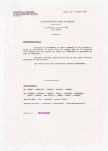 "Situation sociale dans les bassins", rapport de la direction d'octobre 1987.