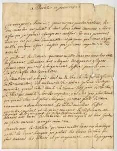Lettre de Jacques Vaucanson à Henry Deydier au sujet du fonctionnement des moulins à la Manufacture d’Aubenas (page 1), 1752