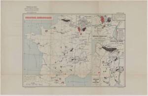 Carte des industries sidérurgiques en France après la première guerre mondiale édité par le service cartographique du Gouvernement, [années 1920].