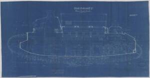 Plan de coupe d'un char d'assaut, sans date.  ANMT 1995 58 4586, Forges et chantiers de la méditerranée
