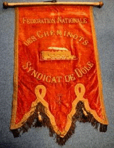 Bannière du syndicat de la C.G.T des cheminot de la Dole: Bannière, 1917-1920.