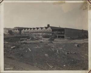 Construction du Peignage Branch River Wool Combing à Woonsocket (États-Unis) : photographie, 1924.