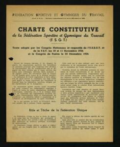 ANMT 2009 15 1, Fédération sportive de gymnastique du travail (FSGT) Charte constitutive de la Fédération sportive de gymnastique du travail, 1934.