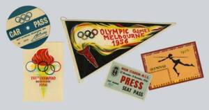 collection de souvenirs de Roger Debaye sur sa couverture des jeux Olympiques (1956)