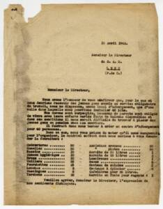 Lettre du directeur des mines de Marles au directeur du Service d’approvisionnement des houillères (SAH) concernant l’hébergement de jeunes gens soumis au STO, 15 avril 1943.