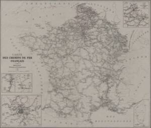 Carte des chemins de fer français après 1870, sans date.