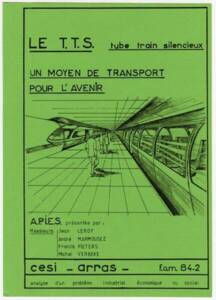 Croquis du projet du « tube train silencieux TTS » de Maurice Clerc du CESI d’Arras, 1984