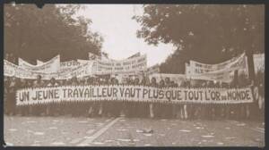 Manifestation de la Jeunesse ouvrière chrétienne (JOC) : photographie, 1978.