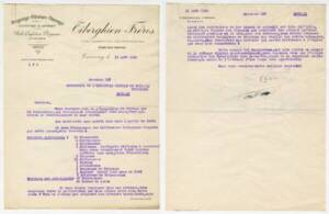 Courrier des industriels Tiberghien Frères au Consortium de l’industrie textile de Roubaix-Tourcoing, 1933.