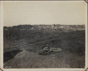 Construction du Peignage Branch River Wool Combing à Woonsocket (États-Unis) : photographie du terrain d’origine, 1924.
