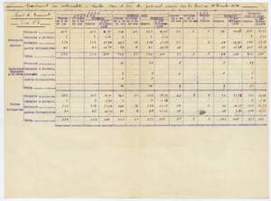 Recensement du personnel travaillant à la fosse n°1 des mines de Drocourt au 30 novembre 1934, classé par nationalité, fonction, âge et sexe. Document dactylographié et complété à la main. ANMT 1994 51 908. Fonds de la compagnie des mines de Nœux, Vicoigne et Drocourt.