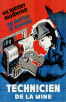 Affiche promouvant la formation professionnelle de "technicien de la mine", années 1960.