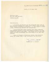 Lettre de Marguerite Duthuit (fille d'Henri Matisse) à Paul Bony au sujet du vitrail "le lierre en fleurs", 1962.