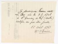 Certificat de non-judéité d'Odette Tireau : Certificat, 1943.