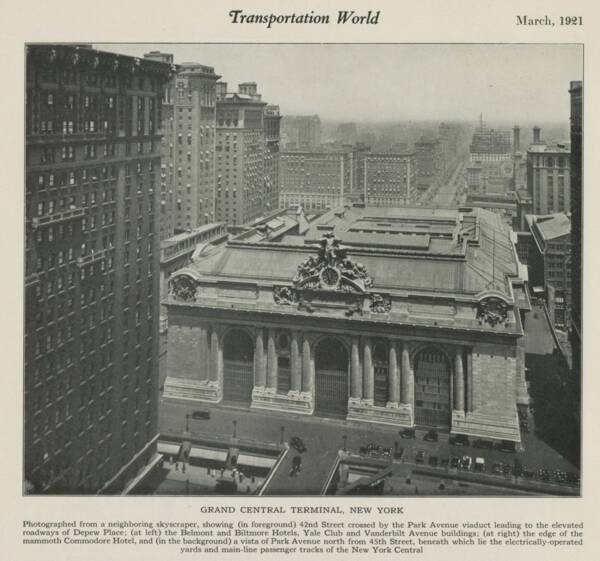 Vue de la New York Grand Central station, 1921.