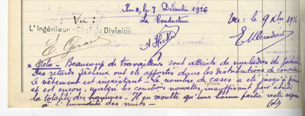 Extrait du rapport hebdomadaire de la période de 21 novembre au 4 décembre établi le 7 décembre 1926.