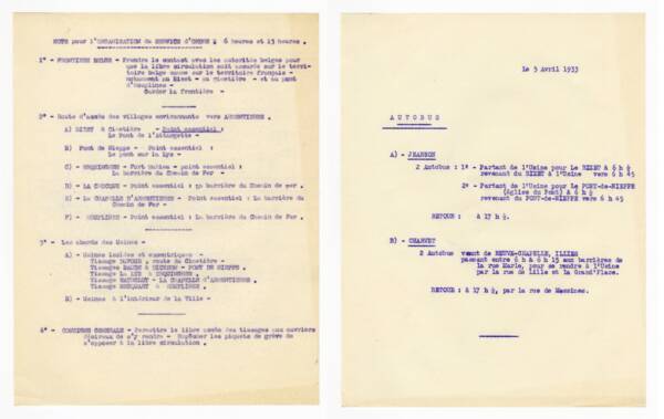 Notes sur l'organisation du service d'ordre face aux grèves à Armentières, 1933.