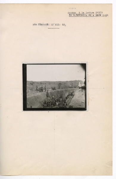 Photographie des travailleurs au kilomètre n°53, 2 mars 1925.
