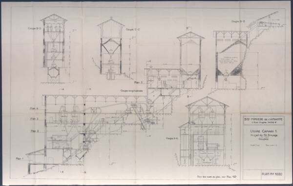 plan du projet "fin de broyage" d'une usine d'extraction d'amiante