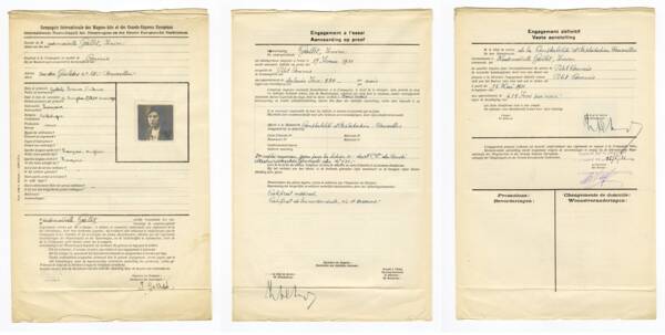 Dossier de recrutement d’Irmine Beker née Gallet, Française, commis au siège de Bruxelles, 1931.