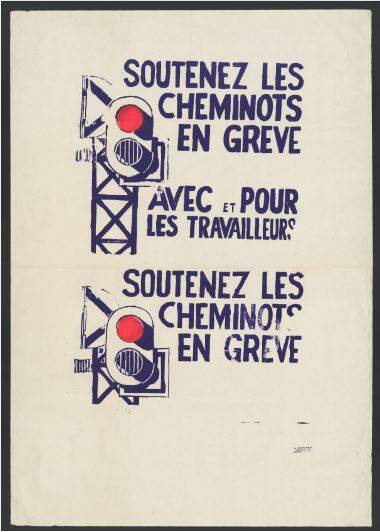 "Soutenez les cheminots en grève" : Affiche, S.D.
