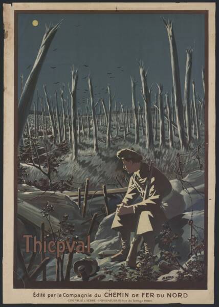 Affiche promouvant un « pèlerinage au champ de bataille » de Thiepval (Somme), vers 1920.