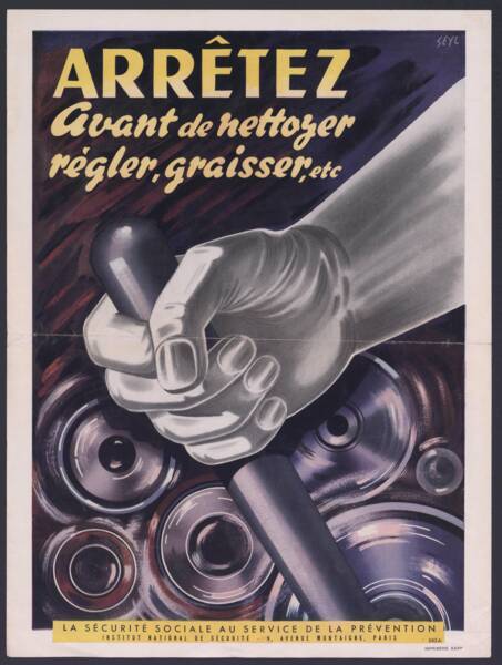 Affiche de prévention de l’Institut national de sécurité (INS), seconde moitié du XXe siècle.