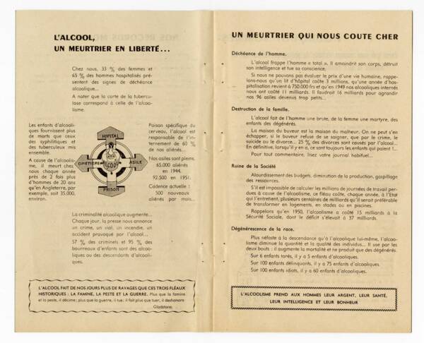 Extrait de la brochure L’alcoolisme … Fléau voulu, soutenu, entretenu, d’André Mignot, éditée en 1954 par le Comité national de défense contre l’alcoolisme.