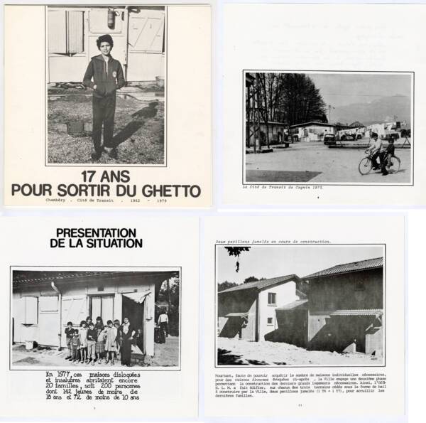 Extraits d’une brochure intitulée « 17 ans pour sortir du ghetto. Chambéry, cité de transit, 1962-1979 ». Publication de la municipalité de Chambéry, 1979. ANMT 2010 18 822. Fonds Emmaüs, association de lutte contre la pauvreté.