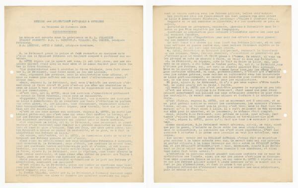 Compte rendu de réunion entre délégations patronale et ouvrière, 12 novembre 1909.