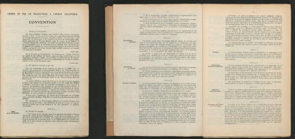Couverture et extrait de la convention de 1925 entre le gouvernement de l’AEF et la SCB.