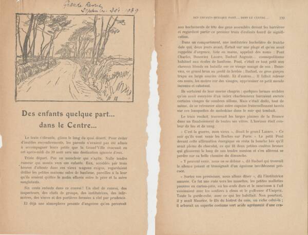 « Des enfants quelque part … dans le Centre … », récit-témoignage publié dans La Grande revue, décembre 1939.
