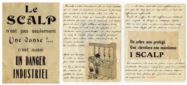 Éléments d’un tract de prévention contre le scalp, 1960-1961.