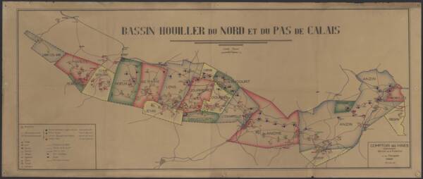 Carte du réseau houiller des bassins du Nord et du Pas-de-Calais (1920-1926).